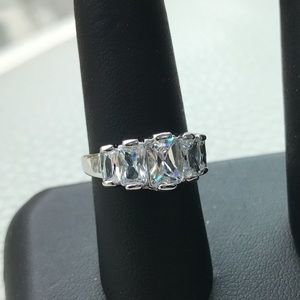 925 Sterling Silver 5 Stone White Topaz Ring